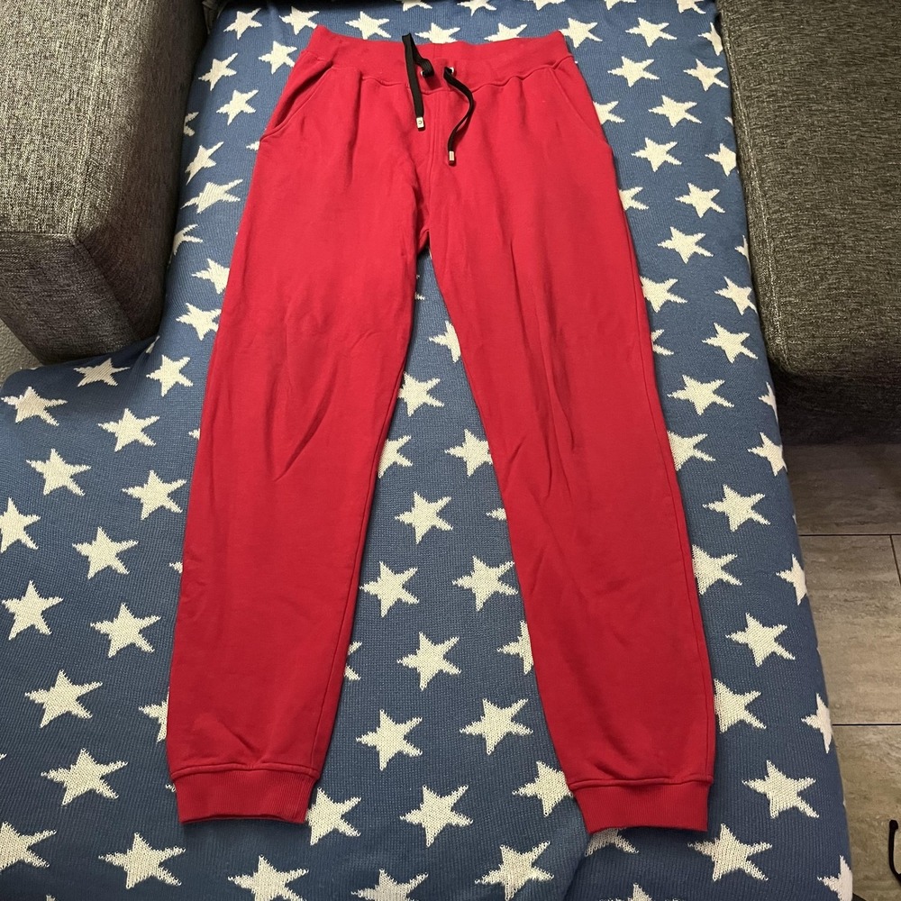 Versus Versace Pants Mens Medium Red Joggers Sweatpants Cotton Drawstring Logo